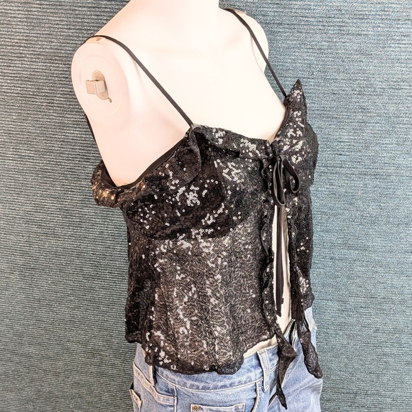 Sequin Ruffle Tie-Front Cami - Picture 9 of 16